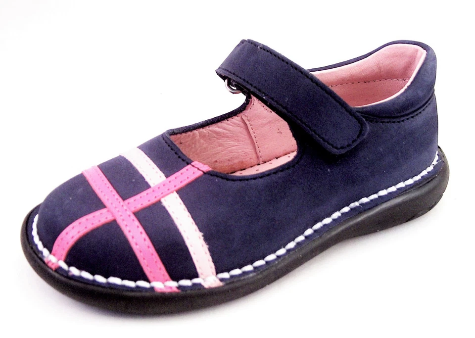 DE OSU/FARO -European -Girls Navy Pink Leather Dress School Shoes -Spain -Sz 7-8 - Image 1 of 4