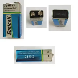2 X 9V BATTERY EUNICELL PP3 6F22 MN1604 ZINC CARBON DIGITAL CLOCK SMOKE DETECTOR - Picture 1 of 1
