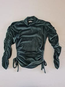 Damen High Neck Top Made In Italy Größe (Siehe Bilder) Grün Elastisch Arme Binden... - Bild 1 von 10