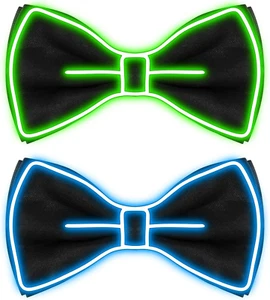 Light up Bow Tie for Men LED Neon Bowtie Funny Ties Women Glow in the Dark Party - Picture 1 of 6