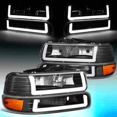 Para Silverado Suburban Tahoe 1999-2006 LED DRL Faro Parachoques Lámpara Negro/Ámbar Foto 1 de 4
