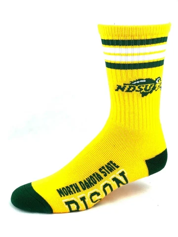 North Dakota State Bison College Gold 4 Stripe Deuce Crew Socks Cover