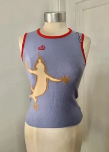 Vintage 2000 Queene & Belle Perwinkle Cashmere Sweater with Lizard Intarsia - Bild 1 von 7