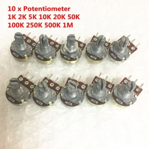 10 PCS WH148 B10K Linear Potentiometer Pot 1K 2K 5K 10K 100K 500K 1M for Arduino - Picture 1 of 7