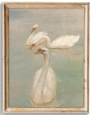 Vintage Wall Art Prints Decor Classical Swan Canvas Oil Painting