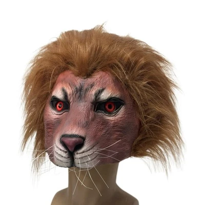 Mascarada Rey León Cabeza Máscara Halloween Feliz Fiesta Látex Animal Prop Foto 1 de 4