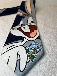 Looney Tunes Stamp Collection Neck Tie Vintage 1997 Bugs Bunny Warner Bros - Picture 1 of 12