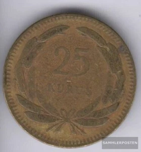 Turkey 886 1956 very fine brass 1956 25 Kurus sickle moon and Star - Picture 1 of 1