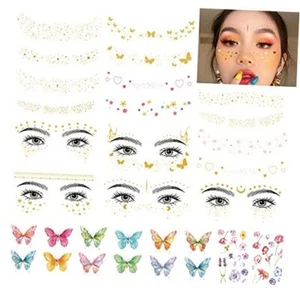 DIVAWOO 32 Sheets Face Temporary Tattoo, 20 sheets Glitter Metallic Freckle  - Picture 1 of 7