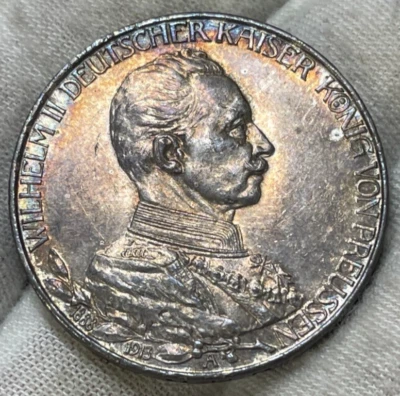 1913 A German Prussia 3 Marks Silver Coin High Grade High Value - Image 1 of 4