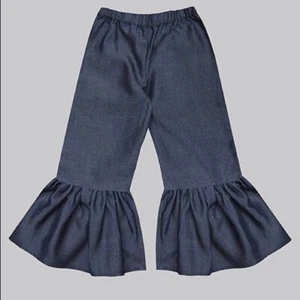 A.T.U.N. Dark Denim Ruffle-Hem Bell Bottom Pants 3 4 5 6 7 8 9 10 11 12 13 14 - Picture 1 of 2
