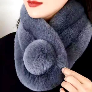 Nueva Bufanda de Piel de Conejo Mujer Invierno Cálida Suave Peluda Bufandas Informal Mujer Dama - Imagen 1 de 20