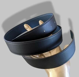 Hermes [119] Black/Bleu de Prusse Togo Reversible Leather Belt Strap 38mm - Picture 1 of 7