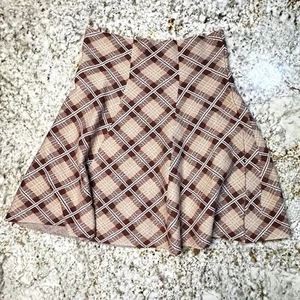 Classic Concepts Plaid Brown and Tan Skirt Aline with Flowing Hem size PL - Picture 1 of 2