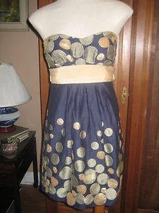 Homecoming Dress Chelsea & Violet Strapless Womens Jr Sz 2 Gold Sequin Cotton  - Picture 1 of 10