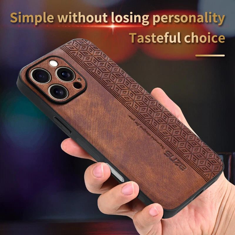 For Apple iPhone 16 Pro Max Plus Luxury Business Retro Leather Soft Case Cover