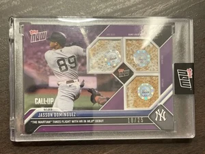 2023 Topps Now Jasson Dominguez Game Used Triple Base Relic Card Purple #18/25 - Picture 1 of 2