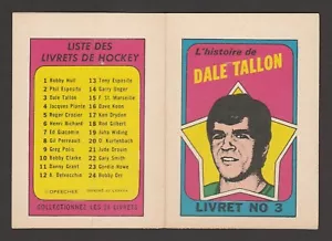 1971-72 OPC O-PEE-CHEE FOLLETOS FRANCESES #3 DALE TALON 20422 - Imagen 1 de 2