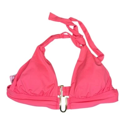 La Blanca Halter Swim Top Gold Hardware Detail Coral Pink Size 6 - Image 1 of 4