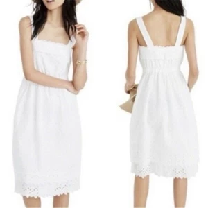 NWT Madewell White Eyelet Lace Ruffled Sleeveless Garden Party Sun Dress Size 14 - Picture 1 of 17