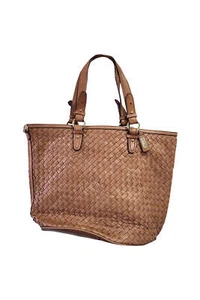 Cole Haan Tan Woven Leather Tote Bag Preloved - Picture 1 of 5