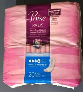 POISE PADS 3 IN 1 CONTORNO LUNGHEZZA REGOLARE MODERATA ASSORBIMENTO 20 PASTIGLIE FODERE NUOVE - Foto 1 di 4