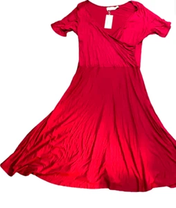 Mia Suri Dress Women X-Line Fit and Flare V Neck Wrap Red Midi Size 16 - 18 - Picture 1 of 8