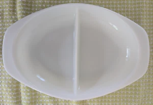Vintage 1960's Milk Glass Pyrex divided dish 1063 1 1/2 Qt. Made in U.S.A. 5 - Picture 1 of 7