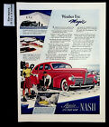 1939 Nash Motors voitures patins à neige couple hiver magie vintage impression annonce 32145