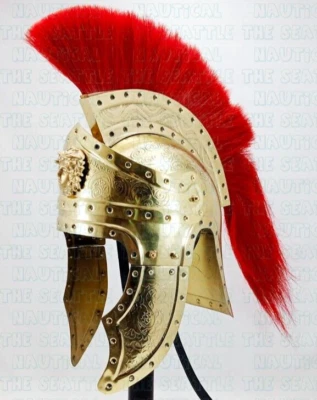 Casco Pretoriano de la Guardia Romana Imperial Hecho a Mano con Pluma Roja Regalo de Navidad Foto 1 de 4