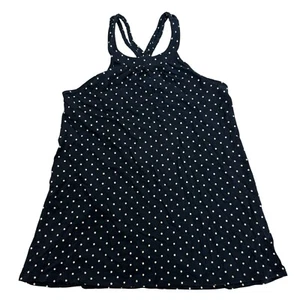 Abercrombie Kids Sz 13/14 Navy Blue White Polka Dot Racerback Tank Top Braided - Picture 1 of 10