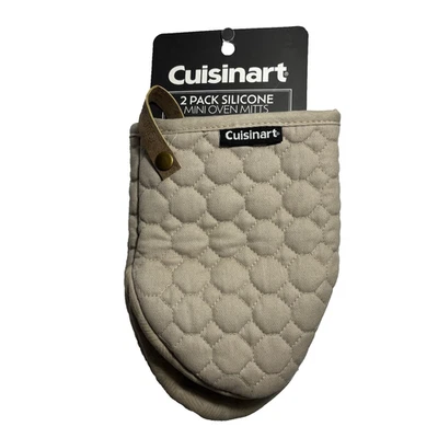 Paquete de 2 guantes de silicona para mini horno Cuisinart, guantes antideslizantes de gran tamaño, OEKO, beige Foto 1 de 4