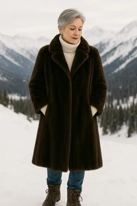 Nerz Pelzmantel Damen M Dunkelbraun Kurz Made Tu Maß A-Linie Winter Luxus - Bild 1 von 17