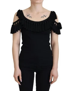 Dolce & Gabbana Dolce Gabbana TSH83190 Black Tassel Top Women Tops & T-Shirts - Picture 1 of 7