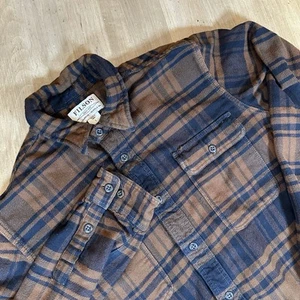 Filson Vintage Flannel Heavyweight Work Shirt Large 11010689 Black Brown Plaid - Picture 1 of 9