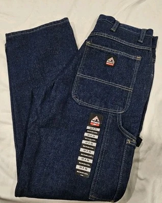 Pantalones de mezclilla de trabajo BULWARK FR PARA HOMBRE resistentes al fuego PEJ8DW1 lavado oscuro 32 X 32 (4) Foto 1 de 4