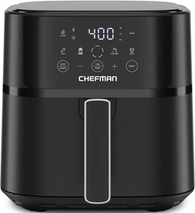 Freidora de aire compacta Chefman 6QT con tecnología Hi-Fry, pantalla táctil, 4 ajustes preestablecidos, negra - Imagen 1 de 10