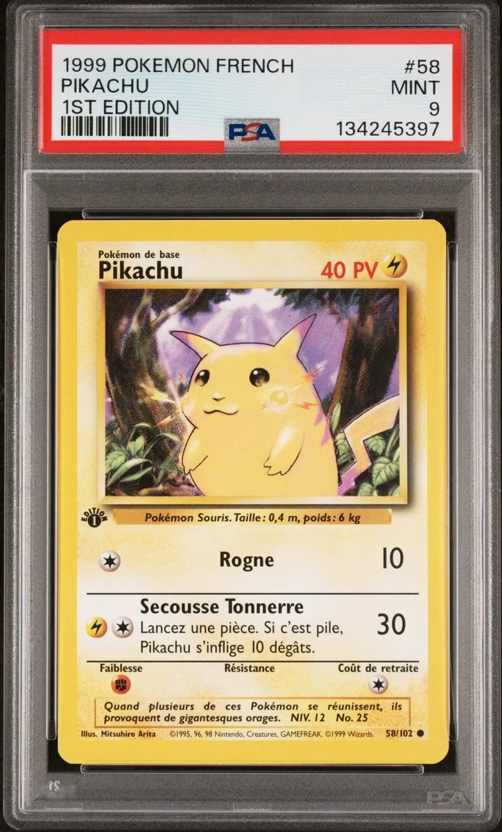 Pokémon TCG Base Set Pikachu Grade 9 Individual Collectible Card