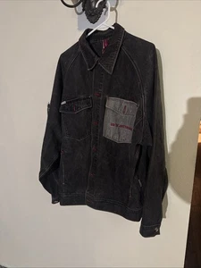 FUBU Platinum Vintage Jacket Fat Albert Junkyard Gang Black Denim Button Size XL - Picture 1 of 7