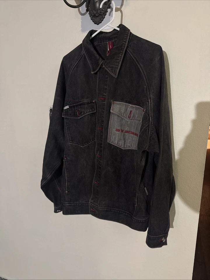 FUBU Platinum Vintage Jacket Fat Albert Junkyard Gang Black Denim Button Size XL - Image 1 of 4