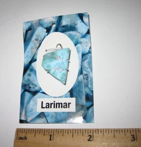 0,9" TROMMELT POLIERT LARIMAR STEIN MINERAL STERLINGSILBER DRAHT WICKELN ANHÄNGER *1 - Bild 1 von 10