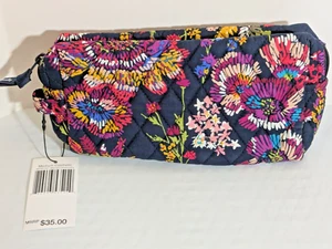Vera Bradley Medium Cosmetic Bag - Midnight Wildflowers- NWT - 14549-K90 - Picture 1 of 4