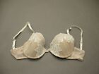 34D Dkny Womens Nude Lace Underwire Lined Back Closure Demi T-Shirt Bra 4H