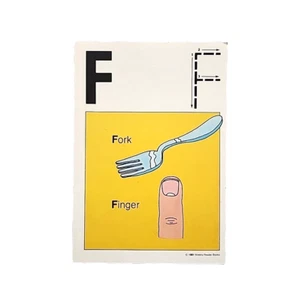 Letra F enmarcable arte infantil impresión alfabeto tarjeta flash de colección 1981 lector semanal - Imagen 1 de 12