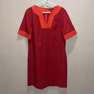 Brooks Brothers orange rot Farbblock Baumwolle Etuikleid 12 adrette minimalistisch - Bild 1 von 10