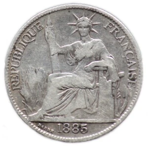 20 CENTIEMES 1885 INDOCHINE / INDOCHINA (argent / silver) 20 cent - Foto 1 di 2