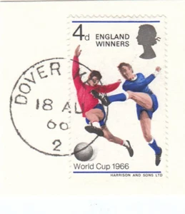 England Winners Football World Cup GB Used Dover 1966 ON PIECE (145882) - Picture 1 of 1