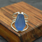 Natural Angelite Coffin Gemstone Bohemian Ring 925 Sterling Silver Everyday Ring