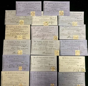 1861-76 BLACKBURN GAS-LIGHT CO, Receipts for B & C SHARES with Revenue stamps - Picture 1 of 2