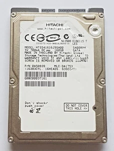160 GB SATA Hitachi HTS541616J9SA00 5400RPM 8MB HDD 2,5 " Internal Hard Drive - Picture 1 of 1